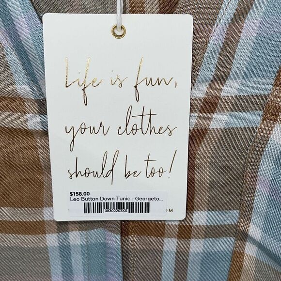 Show Me your MuMu Womens Leo Button Down Tunic Shirt Dress Multicolor XS NWT - Picture 6 of 9